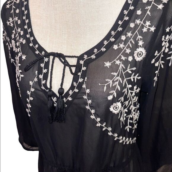 American Eagle Outfitters Sheer Boho Embroidered Sheer Mini Dress/Cover-Up - Picture 7 of 13